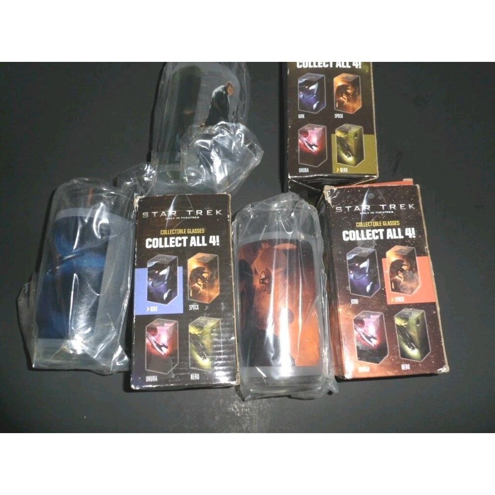 Star Trek Collectible Glasses Set Of 3 NEW Old Stock 2008 Cups
